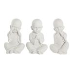 Figura Decorativa DKD Home Decor 24 x 22 x 39 cm Blanco Monje Oriental (3 Piezas)