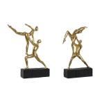 Figura Decorativa DKD Home Decor 21 x 5,5 x 25,5 cm Negro Dorado Gimnasta (2 Unidades)