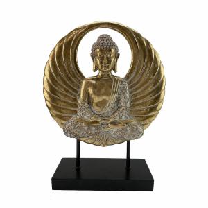 Figura Decorativa DKD Home Decor 25 x 8 x 33 cm Negro Dorado Buda Oriental