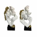 Figura Decorativa DKD Home Decor 16 x 8,5 x 30 cm Dorado Blanco Pareja (2 Unidades)