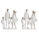 Figura Decorativa DKD Home Decor 20,5 x 7,5 x 24,5 cm 20,5 x 6,5 x 24,5 cm Gris Blanco Familia (2 Unidades)