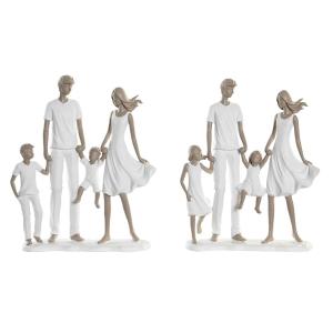 Figura Decorativa DKD Home Decor 20,5 x 7,5 x 24,5 cm 20,5 x 6,5 x 24,5 cm Gris Blanco Familia (2 Unidades)