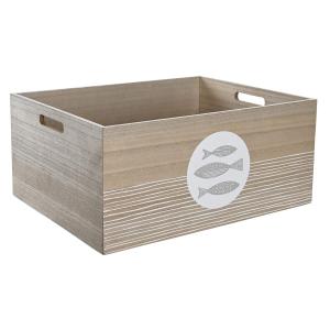 Caja Decorativa DKD Home Decor Natural Madera MDF Espirales Mediterráneo 50 x 40 x 22,5 cm