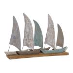 Figura Decorativa DKD Home Decor Veleros Metal Madera de mango Mediterráneo (71 x 14 x 46 cm)