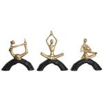 Figura Decorativa DKD Home Decor 28 x 7 x 35 cm 28 x 8 x 36 cm Negro Dorado Yoga (3 Unidades)