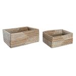 Juego de Cestas DKD Home Decor Tropical Hierba marina 38 x 28 x 16 cm