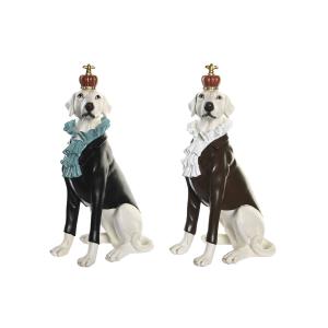 Figura Decorativa DKD Home Decor 19,5 x 16 x 38,5 cm Negro Blanco Perro (2 Unidades)