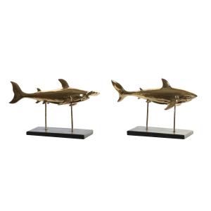 Figura Decorativa DKD Home Decor 32 x 10,5 x 19,5 cm Negro Dorado (2 Unidades)