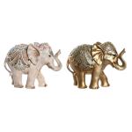 Figura Decorativa DKD Home Decor 24 x 8 x 19 cm Elefante Beige Dorado Colonial (2 Unidades)