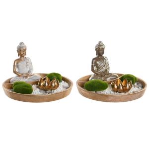 Figura Decorativa DKD Home Decor 20 x 20 x 13,5 cm Plateado Dorado Oriental (2 Unidades)