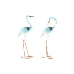 Figura Decorativa DKD Home Decor 44 x 22 x 100 cm Blanco Azul cielo Oriental Garza (2 Unidades)