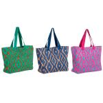 Bolsa de Playa DKD Home Decor Azul Verde Naranja Fucsia 55 x 14 x 35 cm (3 Unidades)