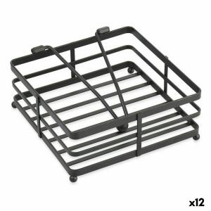 Portarrollo de Papel de Cocina Confortime Negro Metal 18 x 18 x 8 cm (12 Unidades)