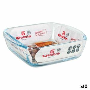 Fuente de Cocina Quttin 66603 1,1 L Vidrio Cuadrado 1,1 L 19,7 x 16,8 x 5,6 cm (10 Unidades)