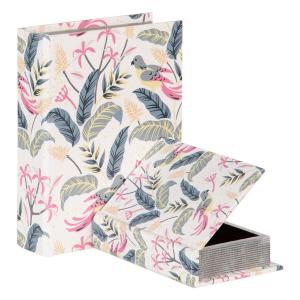 Caja Decorativa Pájaro Lona 24 x 18 x 6 cm DMF (2 Piezas)