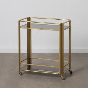 Carro de Cocina 66 x 36,5 x 77 cm Cristal Dorado Metal