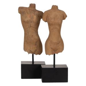 Escultura Busto Beige 14,5 x 9 x 38,5 cm (2 Unidades)