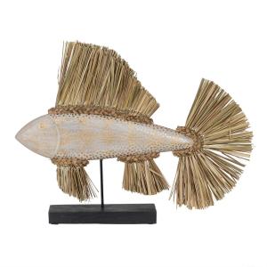 Figura Decorativa Blanco Marrón Natural Pez 70 x 12 x 53 cm