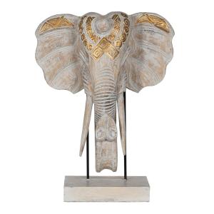 Figura Decorativa Blanco Dorado Natural Elefante 44 x 16 x 57 cm