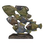 Figura Decorativa Azul Marrón Verde Peces 60 x 11,5 x 52 cm