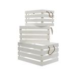 Juego de Cajas Decorativas Decoris Blanco Con asas Madera (3 Piezas)