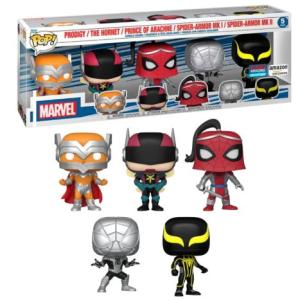 Pack 5 FUNKO POP Prodigy, The Hornet, Prince of Arachine, Spider-Armor Mik I y Spider-Armor II - Marvel Exclusivo - 889698622813