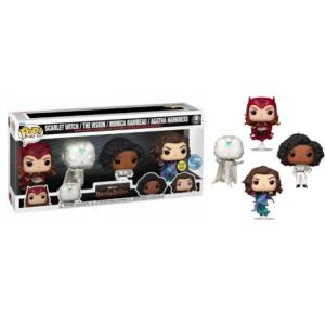 Pack 4 FUNKO POP Bruja Escarlata, Visión, Monica Rambeau y Agatha Harkness -  Wanda Visión Edición Especial Brillante en la Oscuridad - 889698691413