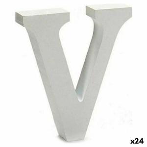 Letra V 2 x 11 cm Madera Blanco (24 Unidades)