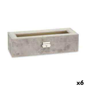 Caja para Relojes Gris Metal (30,5 x 8,5 x 11,5 cm) (6 Unidades)