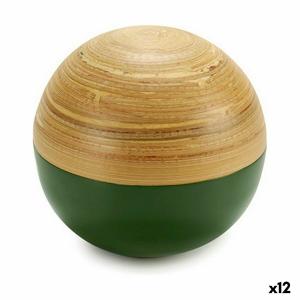 Figura Decorativa Bola Marrón Verde Bambú 10 x 10 x 10 cm (12 Unidades)