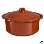 Olla con Tapa Barro cocido 3,5 L 28,5 x 16 x 27 cm (2 Unidades)