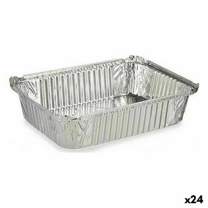 Set de Fuentes de Cocina Desechable Con Tapa Aluminio 19 x 6,8 x 25,5 cm (24 Unidades)