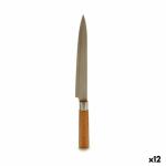 Cuchillo de Cocina 3 x 33,5 x 2,5 cm Plateado Marrón Acero Inoxidable Bambú (12 Unidades)