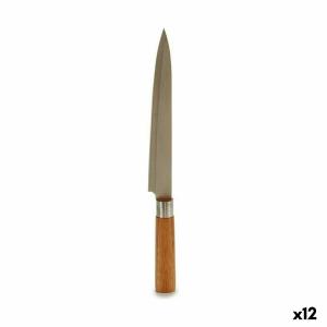 Cuchillo de Cocina 3 x 33,5 x 2,5 cm Plateado Marrón Acero Inoxidable Bambú (12 Unidades)