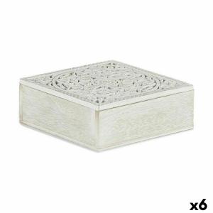 Caja Decorativa Blanco Madera 18 x 6,5 x 18 cm (6 Unidades)