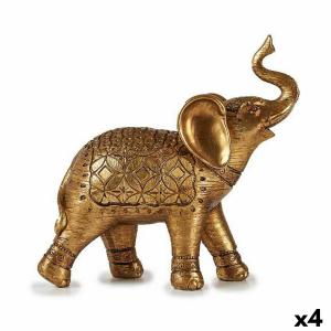 Figura Decorativa Elefante Dorado 27,5 x 27 x 11 cm (4 Unidades)