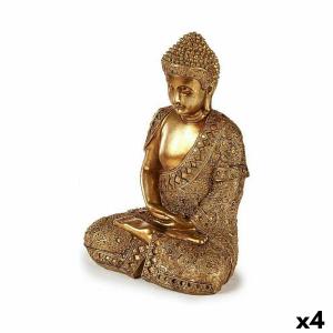 Figura Decorativa Buda Sentado Dorado 18 x 33 x 22,5 cm (4 Unidades)