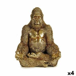 Figura Decorativa Gorila Yoga Dorado 19 x 26,5 x 22 cm (4 Unidades)