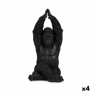 Figura Decorativa Gorila Yoga Negro 18 x 36,5 x 19,5 cm (4 Unidades)