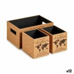 Juego de Cajas Decorativas Marrón Corcho Madera MDF (12 Unidades)