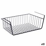 Cesta para Estante de Cocina Negro Hierro 42 x 14 x 26 cm (12 Unidades)