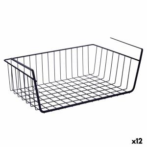 Cesta para Estante de Cocina Negro Hierro 42 x 14 x 26 cm (12 Unidades)