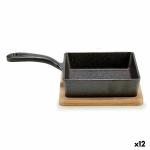 Cazuela para Servir Tapas Sartén Marrón Gris Bambú Hierro forjado 23,7 x 6,3 x 14 cm (12 Unidades)