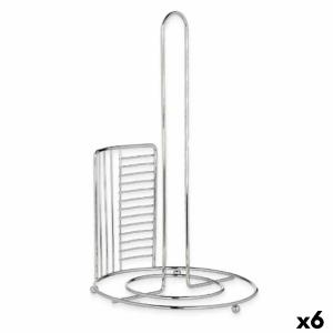 Portarrollo de Papel de Cocina Plateado Metal 18,5 x 31,5 x 18,5 cm (6 Unidades)