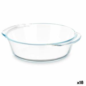 Fuente de Cocina Con asas Transparente Vidrio de Borosilicato 800 ml 19,8 x 5,4 x 17,4 cm (18 Unidades)