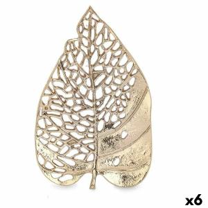 Figura Decorativa Hoja Dorado Metal 31 x 3,7 x 20 cm (6 Unidades)