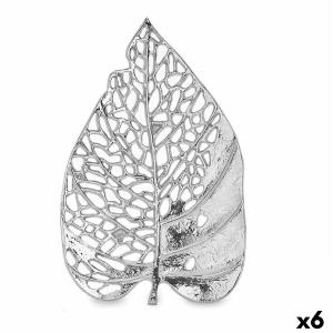 Figura Decorativa Hoja Plateado Metal 31 x 3,7 x 20 cm (6 Unidades)