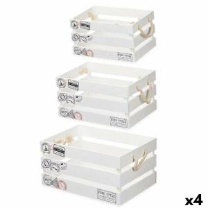 Juego de Cajas Decorativas Travel 3 Piezas Blanco Madera (4 Unidades)