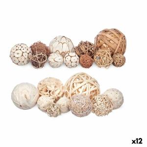 Set de Bolas Decorativas Blanco Marrón (12 Unidades)