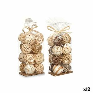 Set de Bolas Decorativas Blanco Marrón (12 Unidades)